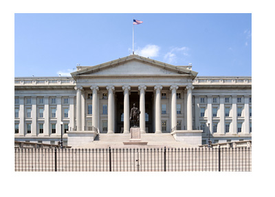 The Department of the Treasury Building - United States - Washington - Clear, Sunny Day