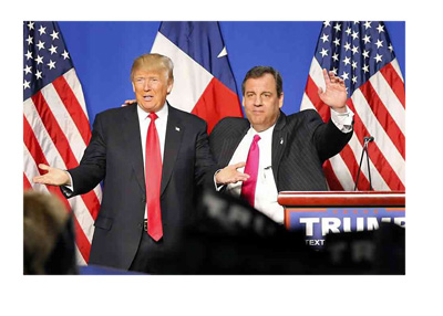 Donald Trump and Chris Christie at the speaking podium. - Twitter photo