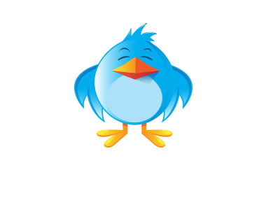 The twitter blue bird is displeased.  Cartoon / illustration