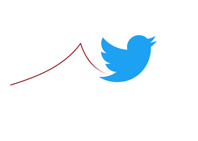 Twitter stock price going up and down.  Illustration.  Concept.