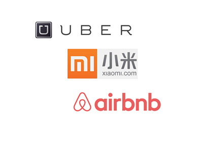Company logos / branding: Uber, Xiaomi and AIrbnb - Year 2015