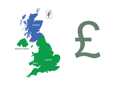 United Kingdom Map - Scotland - British Pound Currency Symbol