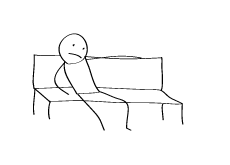 Unemployed person sitting on a park bench - Illustration