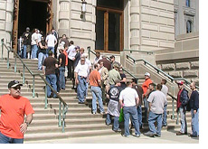 -- building trades unemployment insurance rally --