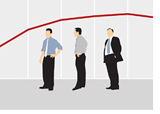 -- Businessmen Silhouettes - Unemployment graph in the background - January 2010 --