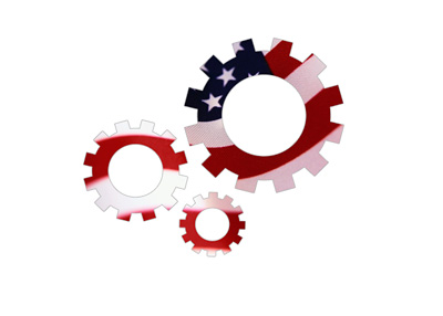 U.S. Employment Cogs / Gears - Illustration Concept - American Flag