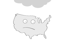-- Outline of United States - Sad expression  - Clipart --