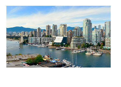 Vancouver BC - Scenic aerial photograph - Sunny day - Burrard Bridge