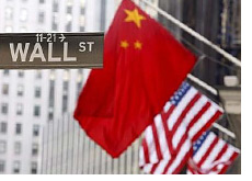 -- wall street sign with chinese and u.s. flags in the background - who do united states owe money to? --