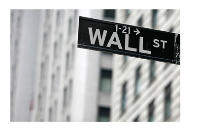 Wall Street sign - New York City - Financial district - Gray and cloudy day