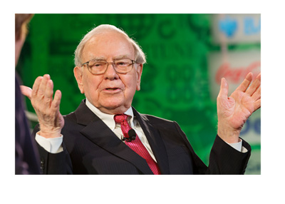 Warren Buffet - Hands in the air - Green and black LCD background. Year 2013