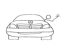 German citizen waving from his Mecedes Benz - Illustration