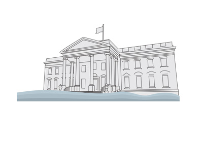 The line drawing of the White House in Washington D.C.