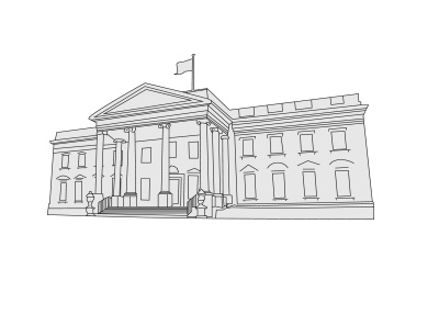 The drawing of the White House in Washington D.C., United States of America