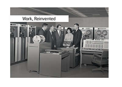 An archival computer-room scene.  Year is 1961.