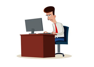 Man Working Overtime - Illustration - Cartoon