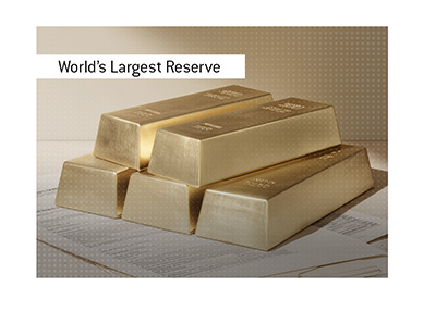 Gold bars resting on government documents, representing the United States gold reserves valued far above their official book price.