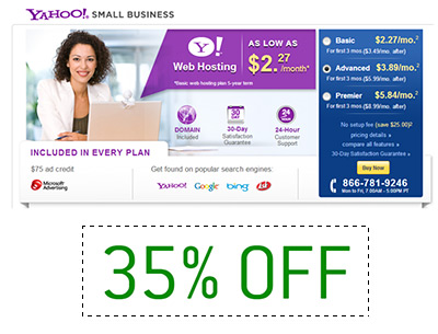 Yahoo web hosting discount 35% off coupon